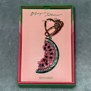 Betsey Johnson Pink and Green Watermelon Keychain